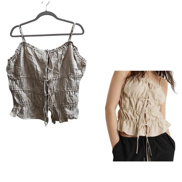 H&M Divided Neutral Front Adjustable Drawstring Cami Top Size XL Festival - Picture 11 of 13